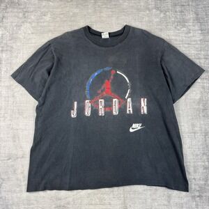 Vtg Nike Shirt Mens XL Black Air Jordan Jump man Logo Faded Single Stitch Boxy